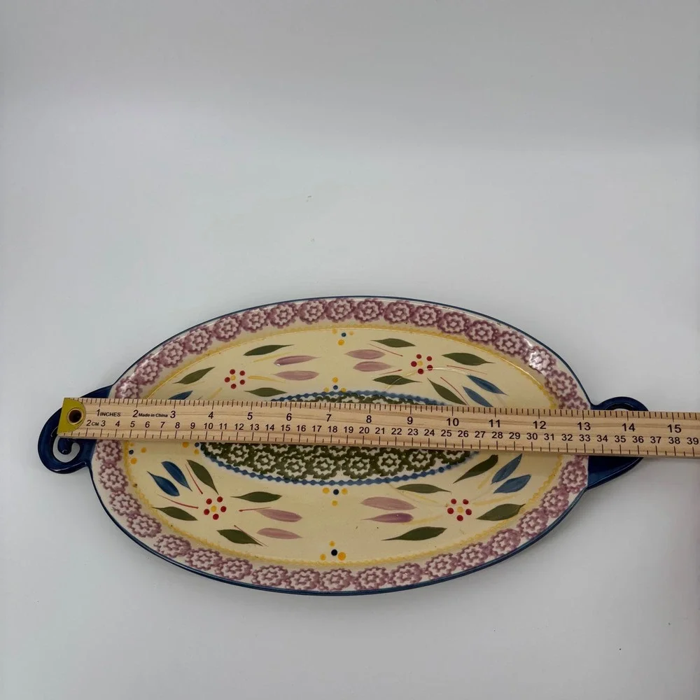 Temp-tations Old‎ World Pig Soup and Sandwich Set 4pc Blue Floral Ceramic